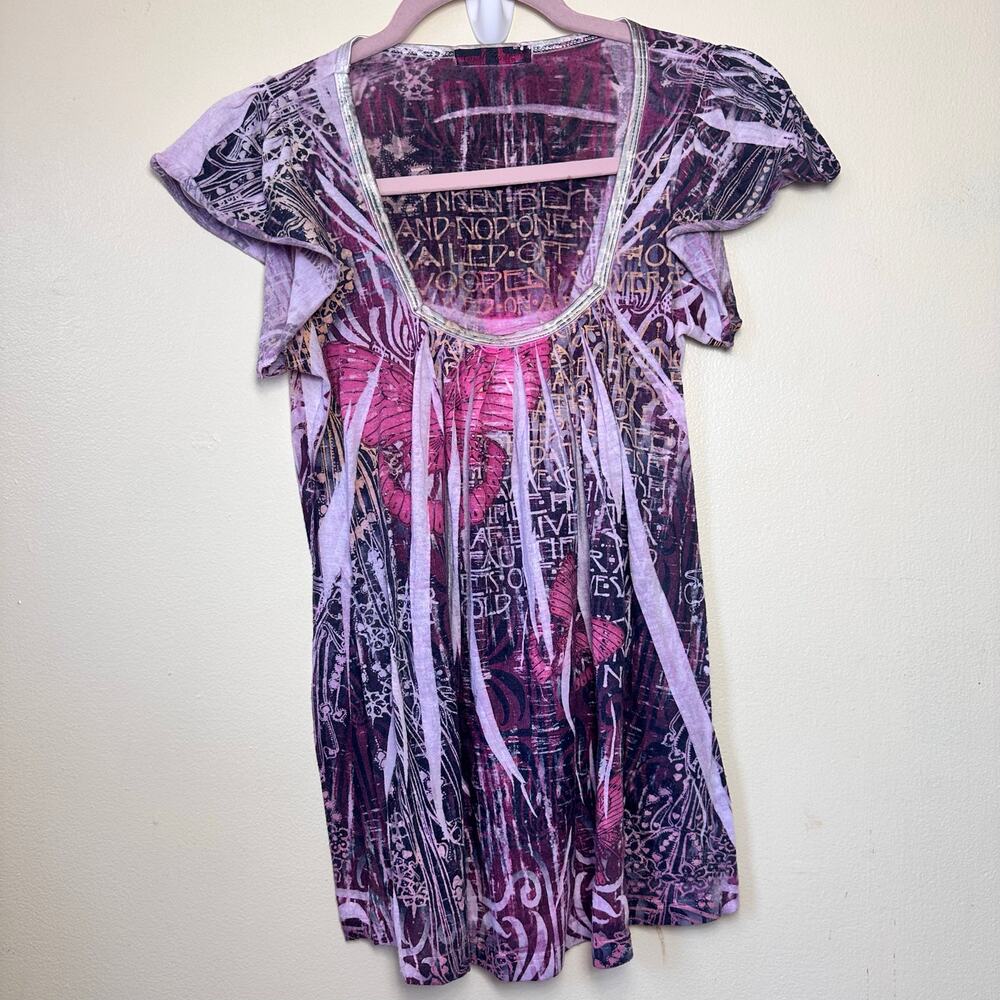 Y2K Casual Freedom Top Small Short‎ Sleeve Pink Shirt Grunge Emo Alternative